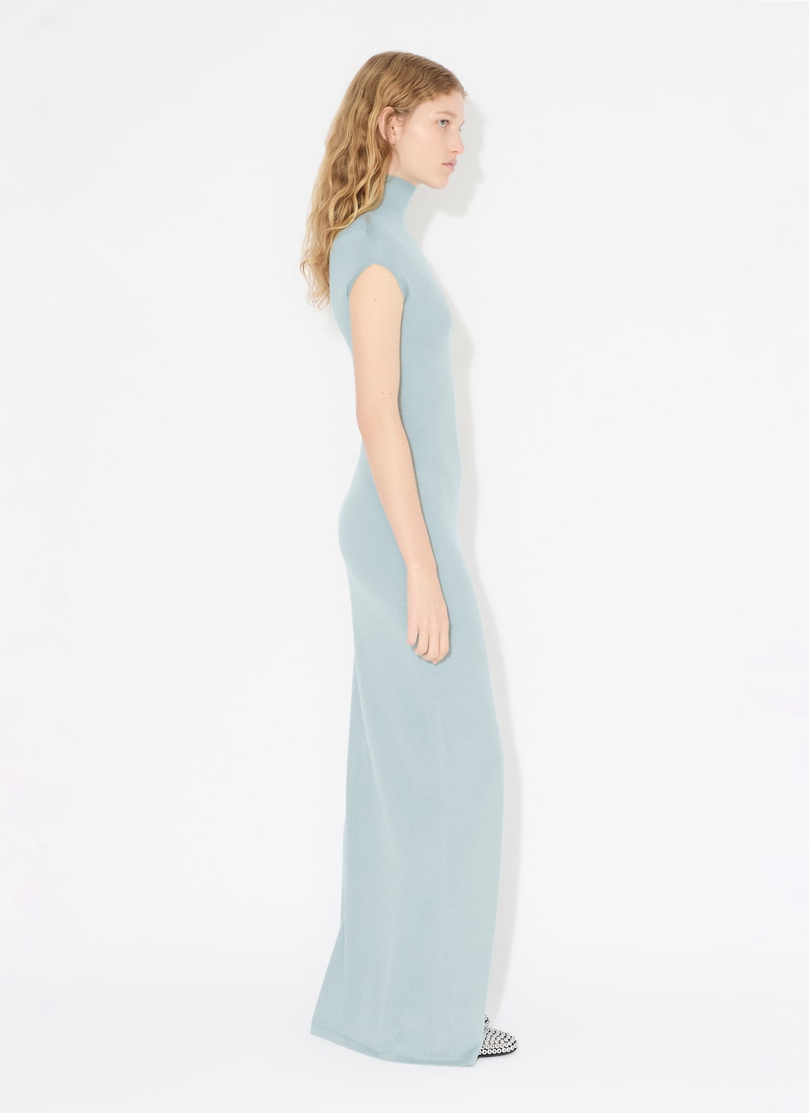 LONG CASHMERE DRESS  ALAÏA BLUE LONG CASHMERE DRESS